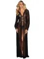 Sheer Long Sleeve Lace Robe with Thong