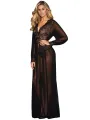 Sheer Long Sleeve Lace Robe with Thong