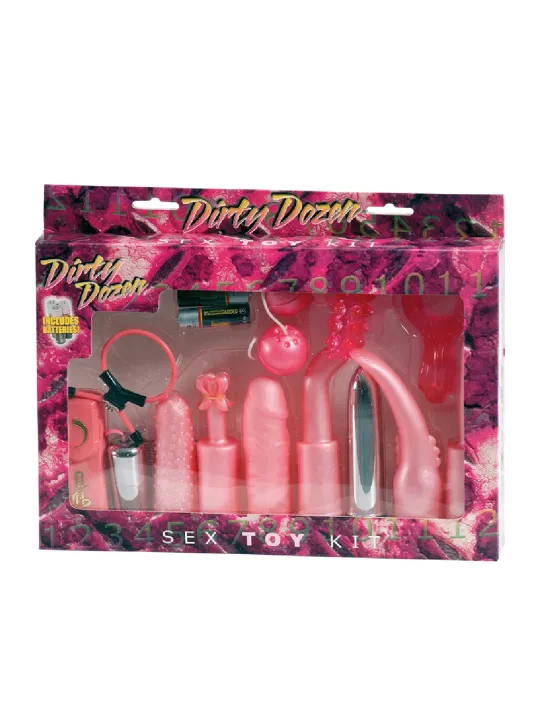 Erotická sada DIRTY DOZEN SEX TOY KIT ružová