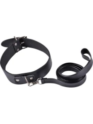 Obojok s vodítkom KINKY COLLAR WITH LEASH BLACK