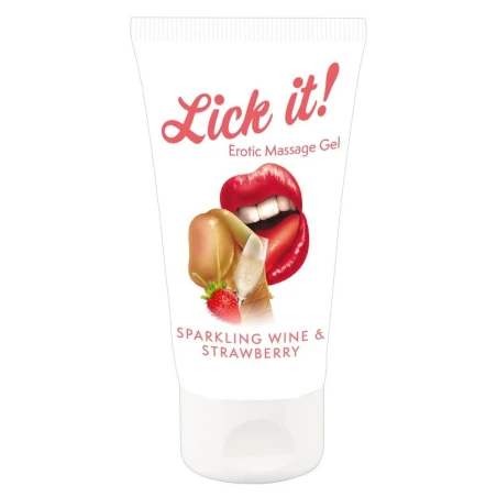 Gél na orálny sex LICK IT 50ml šampanské s jahodami