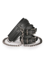 Kožený obojok s putami na ruky Leather Collar With Handcuffs