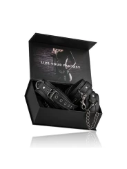 Kožený obojok s putami na nohy Leather Collar With Anklecuff