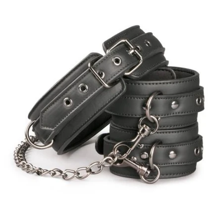 Kožený obojok s putami na nohy Leather Collar With Anklecuff