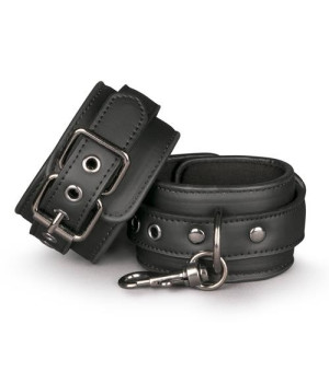 Kožené putá na ruky Black Leather Handcuffs