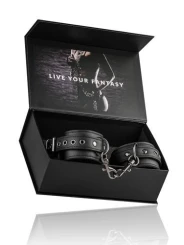 Kožené putá na ruky Black Leather Handcuffs