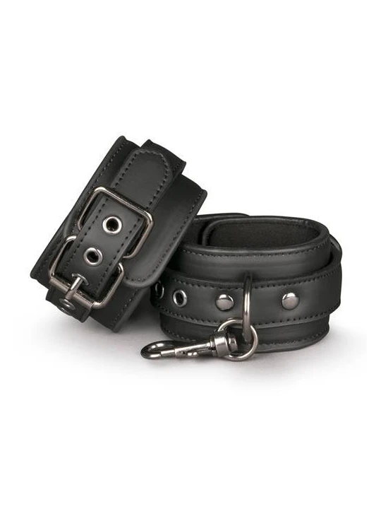 Kožené putá na ruky Black Leather Handcuffs