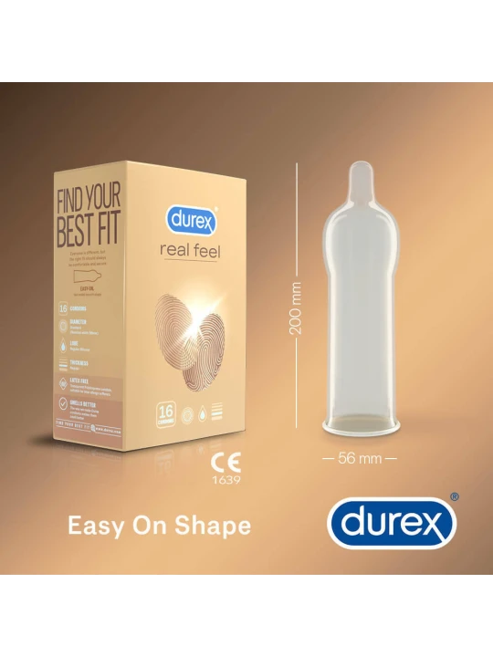 Bezlatexové kondómy DUREX Real Feel 16ks