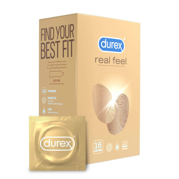 Bezlatexové kondómy DUREX Real Feel 16ks