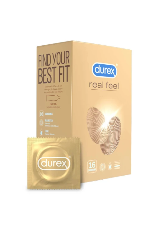 Bezlatexové kondómy DUREX Real Feel 16ks