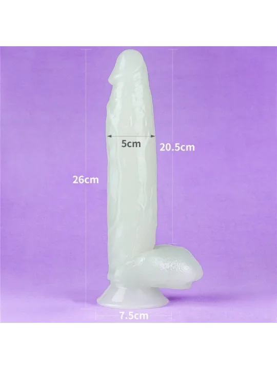 Lovetoy 10" Lumino Play Dildo - svietiaci penis so semenníkmi