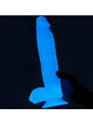 Lovetoy 10" Lumino Play Dildo - svietiaci penis so semenníkmi