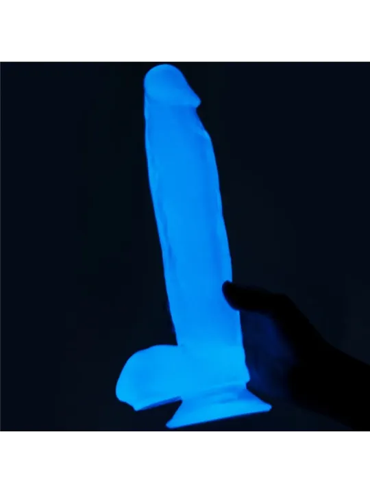 Lovetoy 10" Lumino Play Dildo - svietiaci penis so semenníkmi