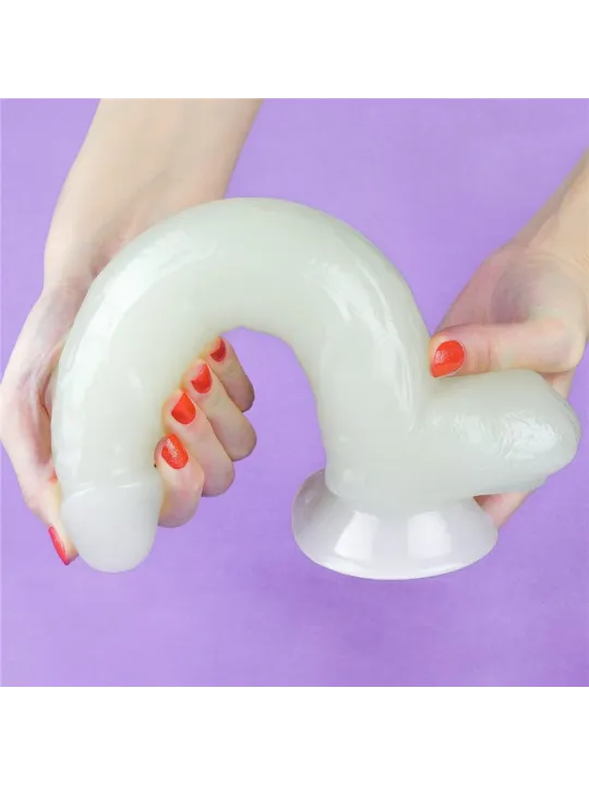 Lovetoy 10" Lumino Play Dildo - svietiaci penis so semenníkmi