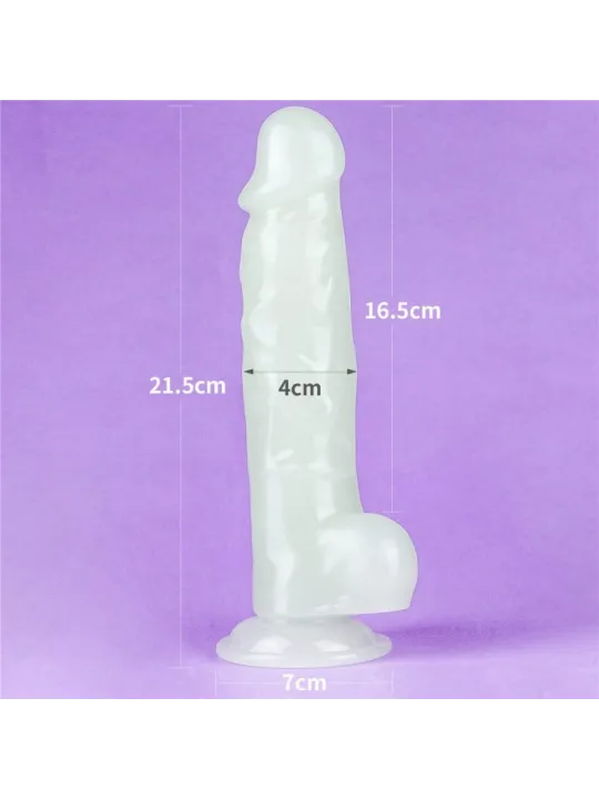 Lovetoy 8,5" Lumino Play Dildo - 21,5 cm svietiaci penis s prísavkou