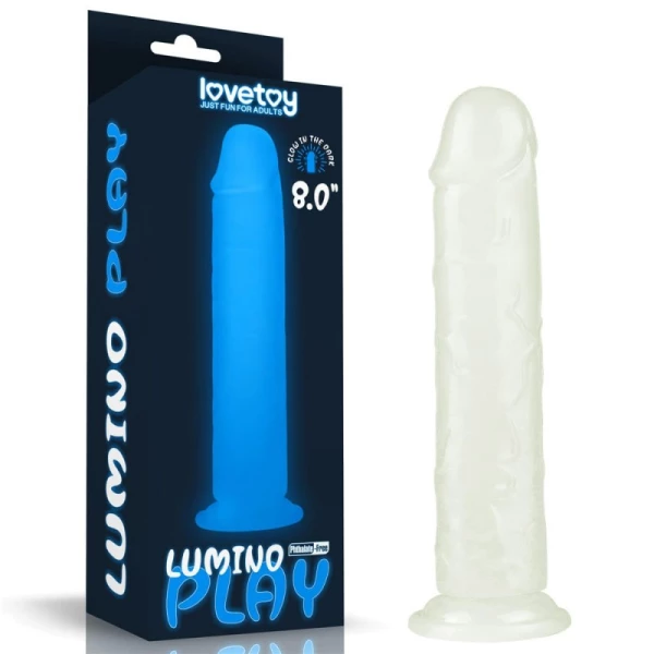 Lovetoy 8" Lumino Play Dildo - 21 cm svietiaci penis s prísavkou
