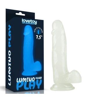 Lovetoy 7,5" Lumino Play Dildo - 19 cm svietiaci penis s prísavkou