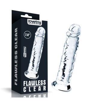 Lovetoy 7.0'' Flawless Clear Dildo - gélový priesvitný penis s prísavkou