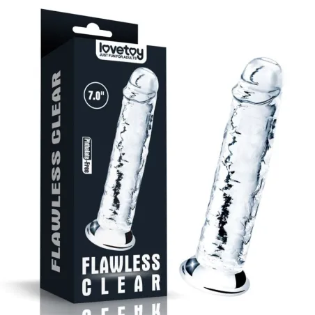 Lovetoy 7.0'' Flawless Clear Dildo - gélový priesvitný penis s prísavkou