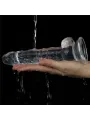 Lovetoy 7.5'' Flawless Clear Dildo - priesvitný penis s prísavkou a semenníkmi