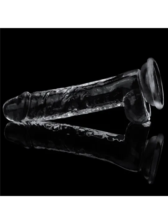 Lovetoy 7.5'' Flawless Clear Dildo - priesvitný penis s prísavkou a semenníkmi