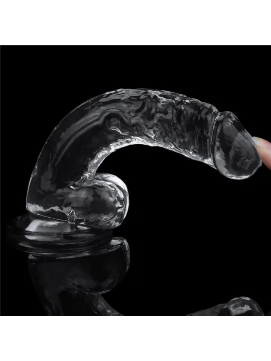 Lovetoy 7.5'' Flawless Clear Dildo - priesvitný penis s prísavkou a semenníkmi