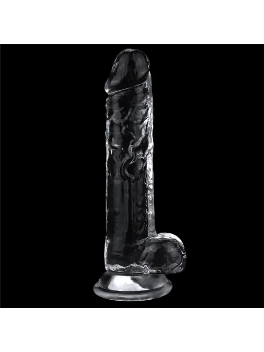 Lovetoy 7.5'' Flawless Clear Dildo - priesvitný penis s prísavkou a semenníkmi