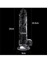 Lovetoy 7.5'' Flawless Clear Dildo - priesvitný penis s prísavkou a semenníkmi