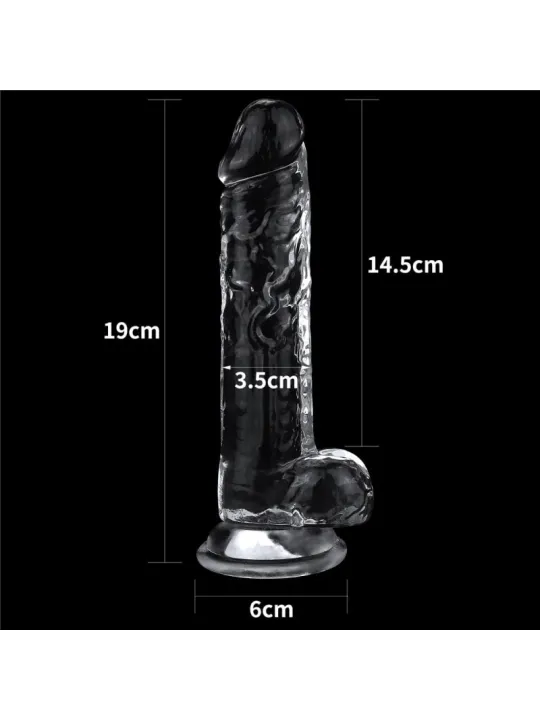 Lovetoy 7.5'' Flawless Clear Dildo - priesvitný penis s prísavkou a semenníkmi