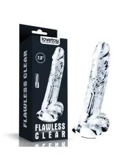 Lovetoy 7.5'' Flawless Clear Dildo - priesvitný penis s prísavkou a semenníkmi